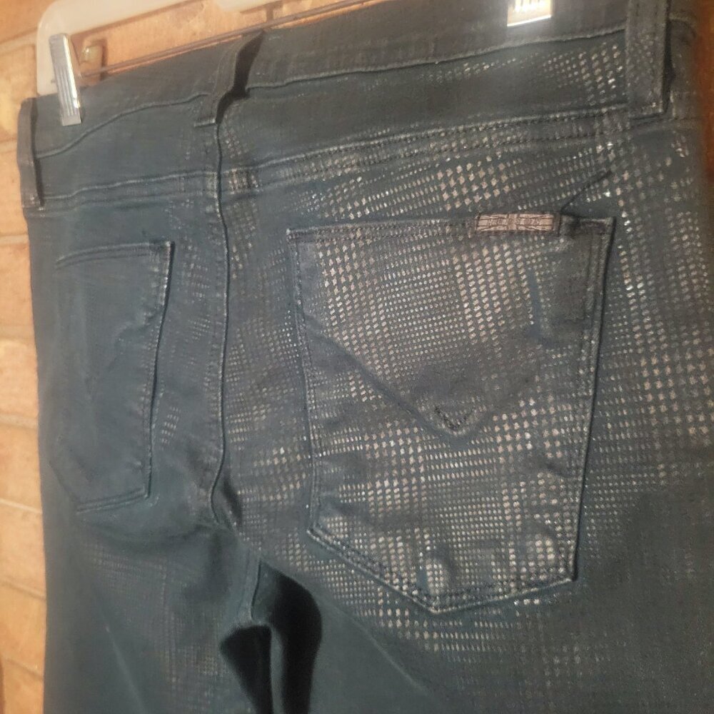 Hudson Women's Dark Green Plaid Scoring w/Sheen Skinny Jean - Size 28 - Picture 4 of 11